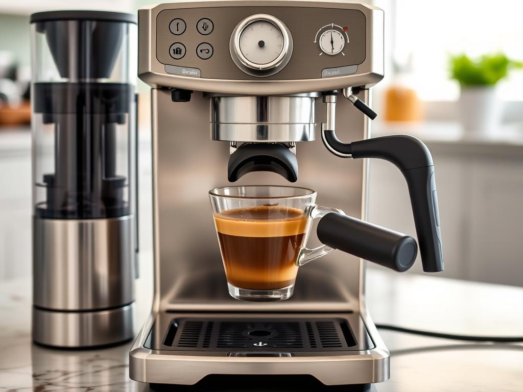 Breville Barista Express Impress with freshly ground coffee in the portafilter Breville Barista Express Impress with freshly ground coffee in the portafilter