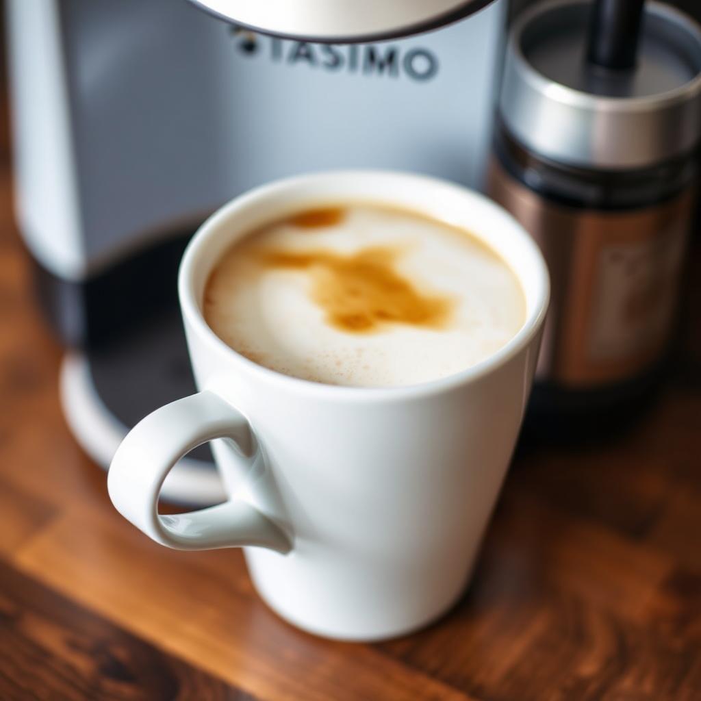 Cappuccino with foam art made with Tassimo Coffee Machine Cappuccino with foam art made with Tassimo Coffee Machine