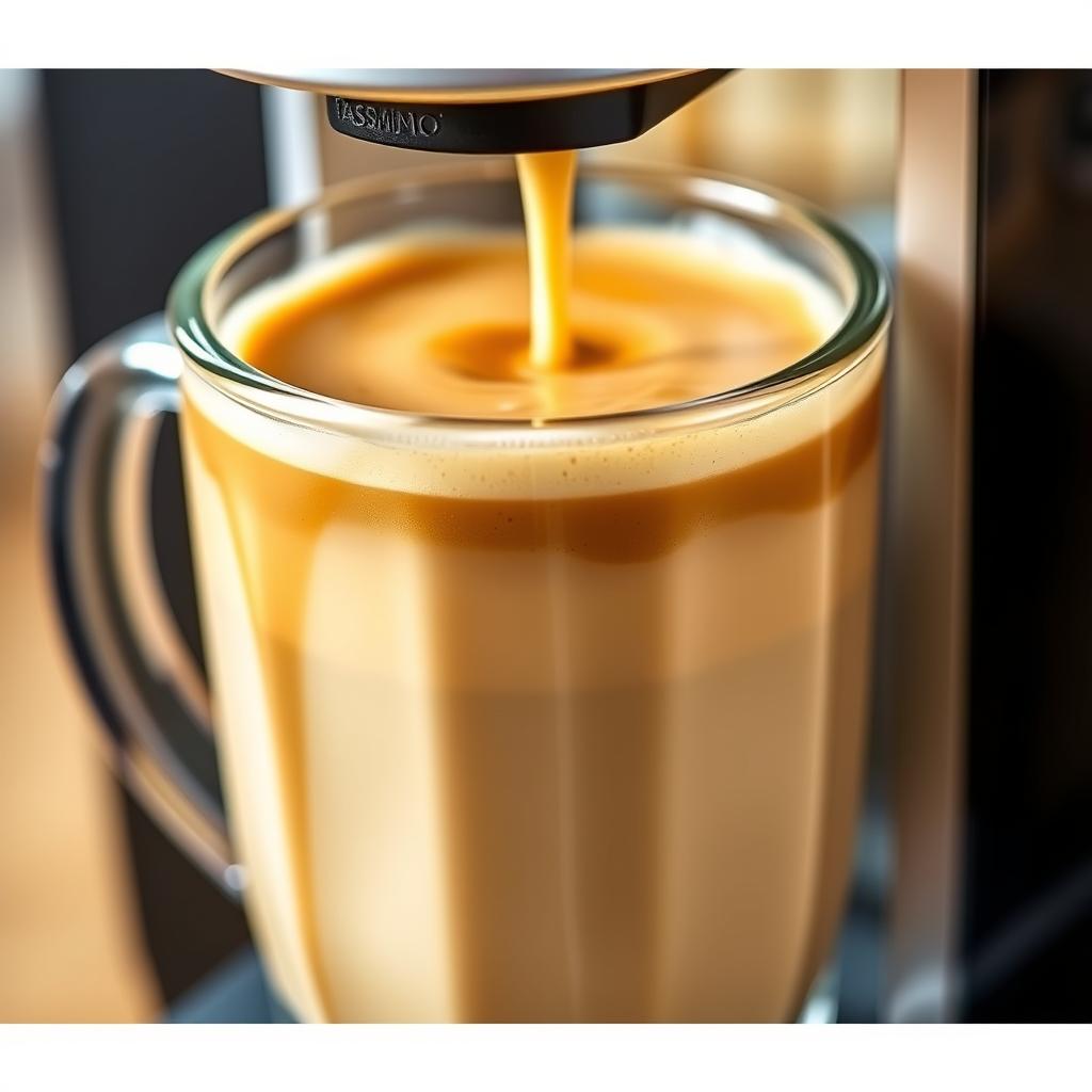 Close-up of a latte being made with the Tassimo Coffee Machine Close-up of a latte being made with the Tassimo Coffee Machine