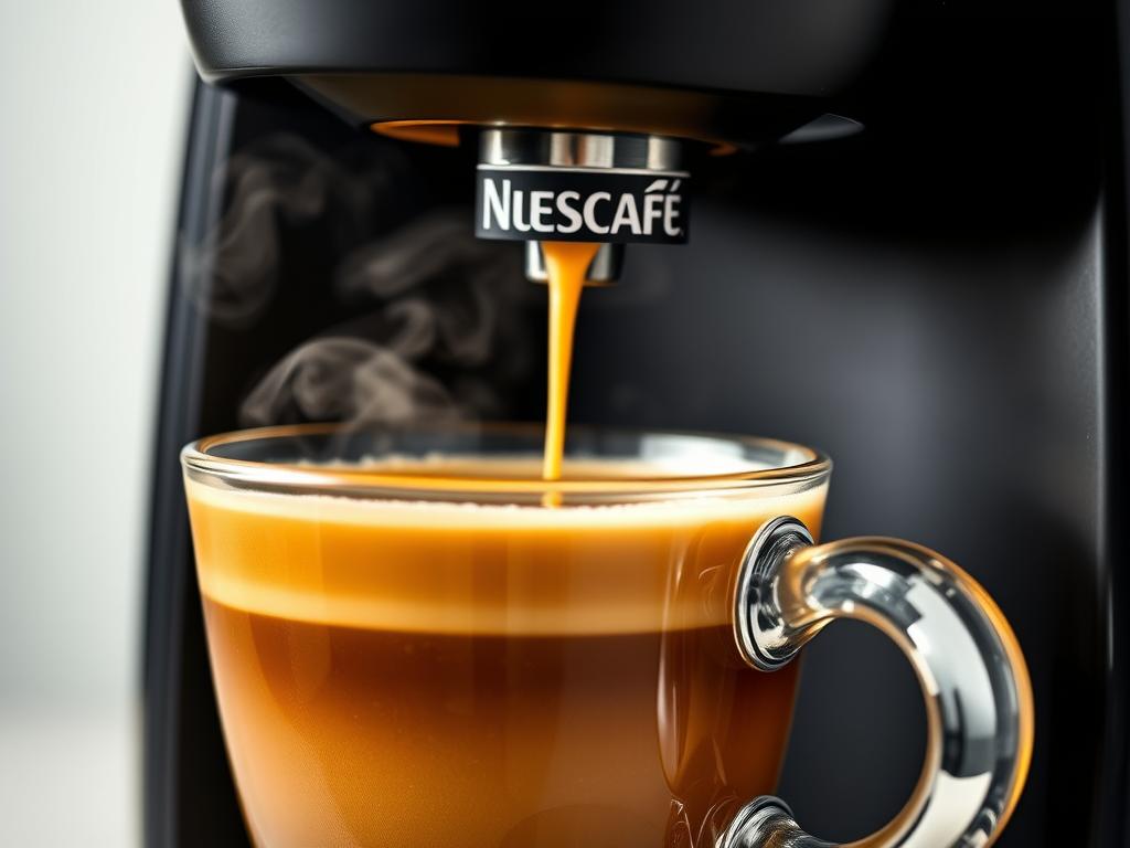 NESCAFÉ Dolce Gusto brewing coffee with visible pressure system in action NESCAFÉ Dolce Gusto brewing coffee with visible pressure system in action