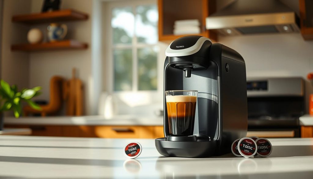 Tassimo Coffee Machine in a stylish kitchen setting Tassimo Coffee Machine in a stylish kitchen setting