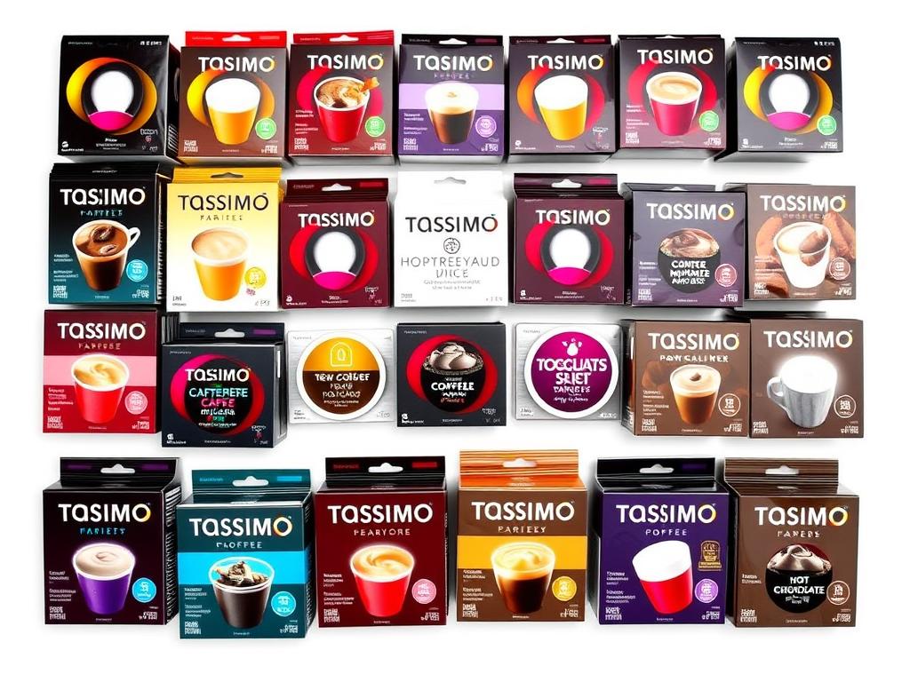 Various Tassimo T DISC pod packages showing different flavors and brands Various Tassimo T DISC pod packages showing different flavors and brands