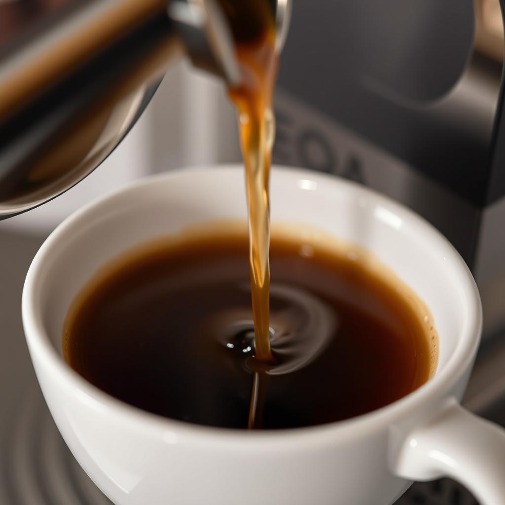 Close-up of coffee being poured from Moccomaster