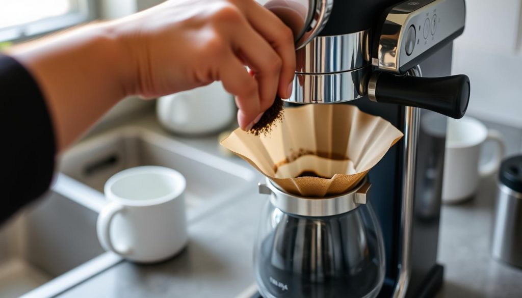 Person using the Moccomaster coffee maker